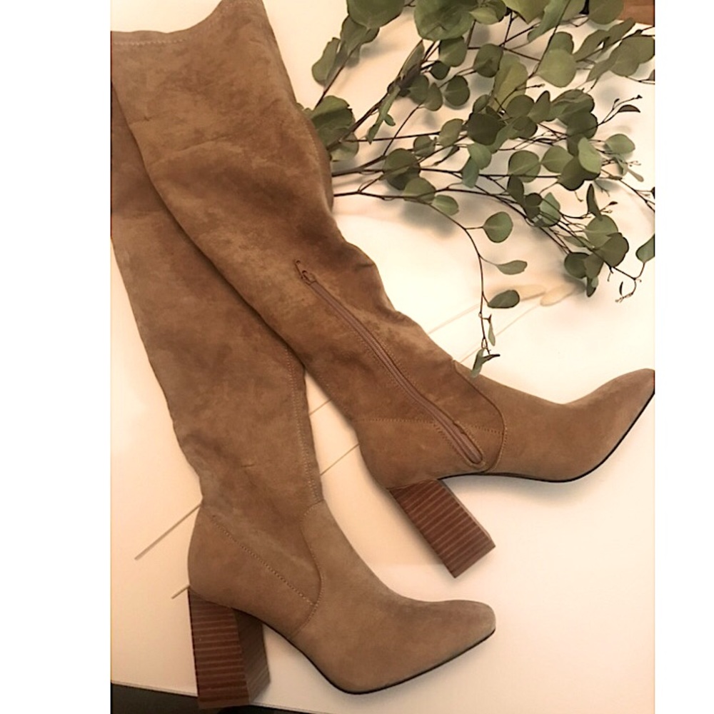 Over the knee boots, taupe, never worn